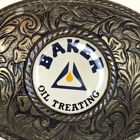 Vintage Baker Oil Treating Brass Belt Buckle - Picture 4 of 8